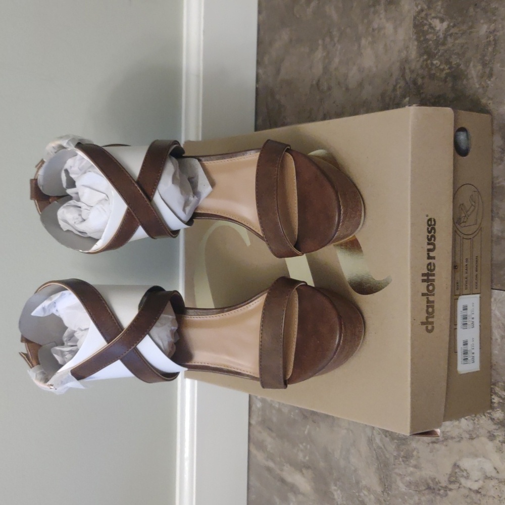 Brown strappy wedges